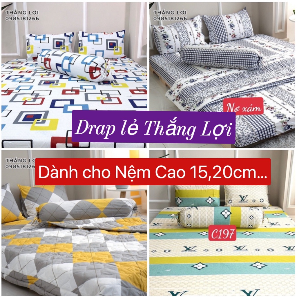 Drap( lẻ ) cotton THẮNG LỢI 100%. Vải có in logo Thắng Lợi, Vệ sinh dễ dàng, mềm min mát, dành cho nệm cao 15cm, 20cm...