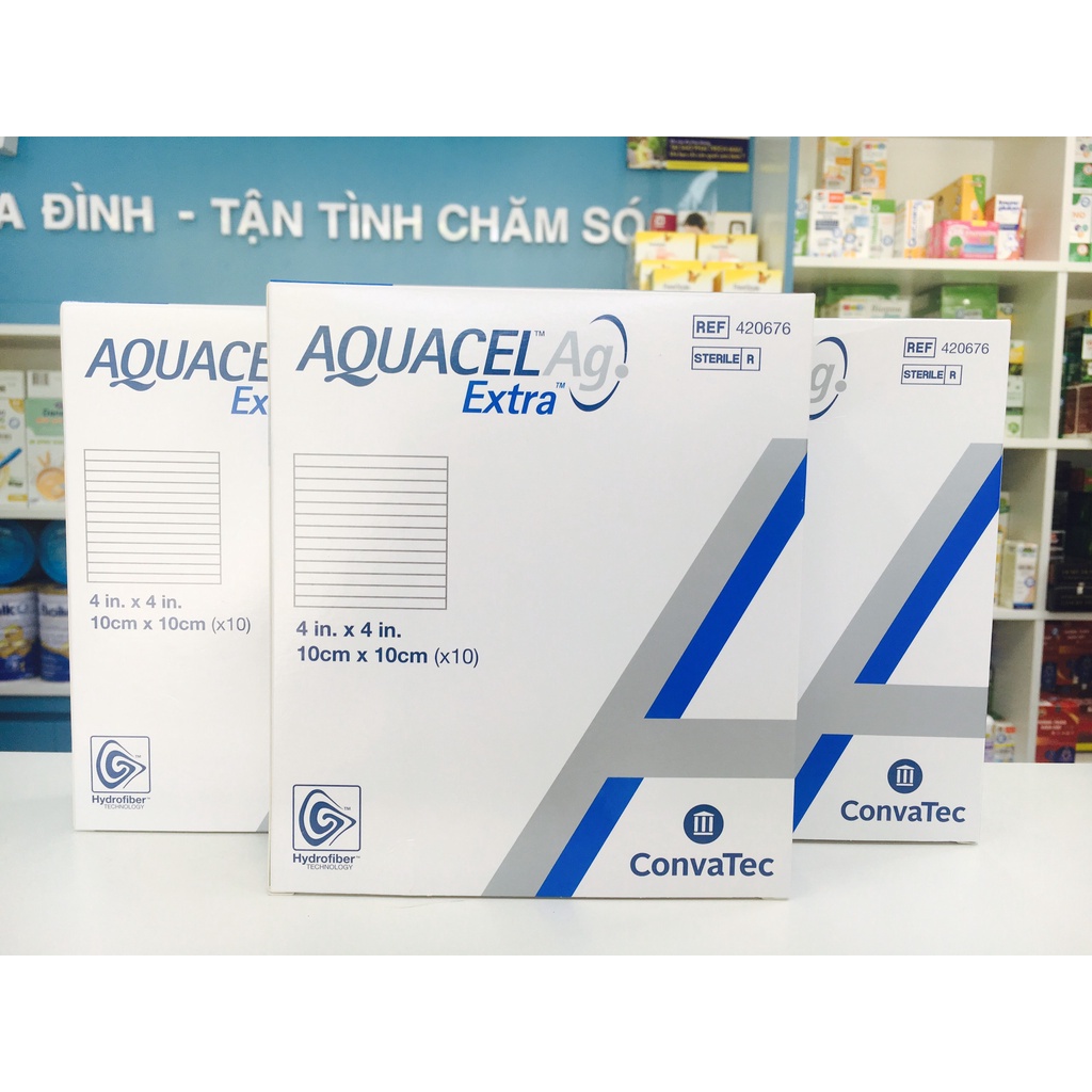 Gạc Aquacel Ag Extract 10×10cm – kháng khuẩn ngay lập tức và hỗ trợ lành vết thương nhanh, hộp 10 miếng