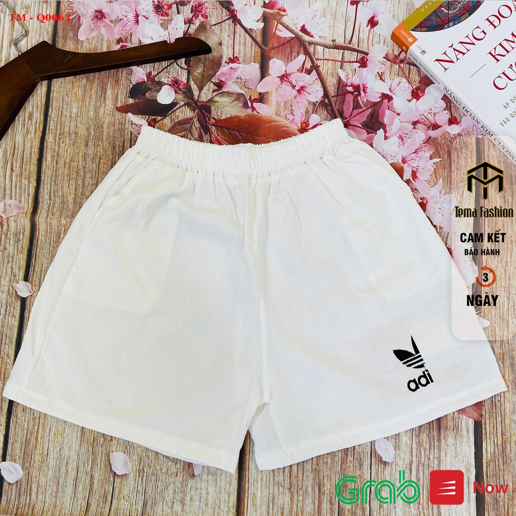 Quần đùi nữ MIA 1992 cao cấp - Quần short nữ cạp chun thêu chữ siêu xinh chất vải đũi siêu mát mịn