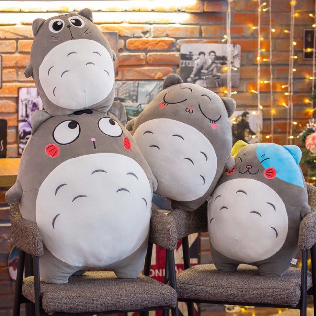 Gấu Bông Gối Ôm Totoro Vải Nhung Co Dãn Hàn Quốc 40cm