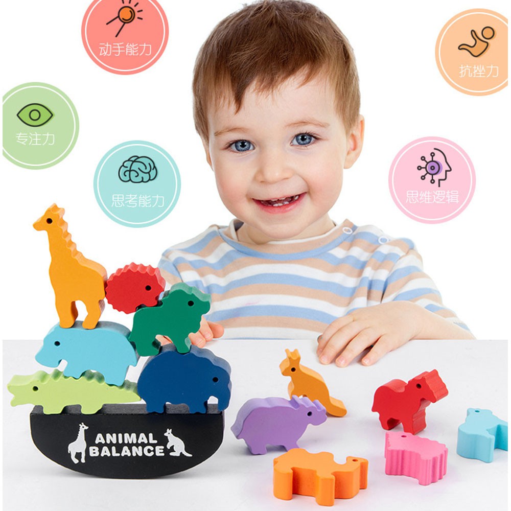 Bộ Đồ Chơi Xếp Hình Giữ Thăng Bằng Bằng Gỗ Cho Bé
