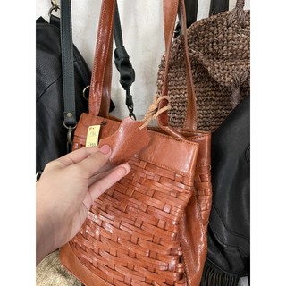Túi du lịch da đan bằng da thật 100% size 28x27