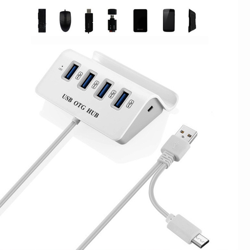 Hub Chia 4 Cổng USB OTG Type C Và Micro USB OTG USB 2.0 Kèm Giá Đỡ Điện Thoại / Máy Tính Bảng / Máy Tính Bảng / Laptop