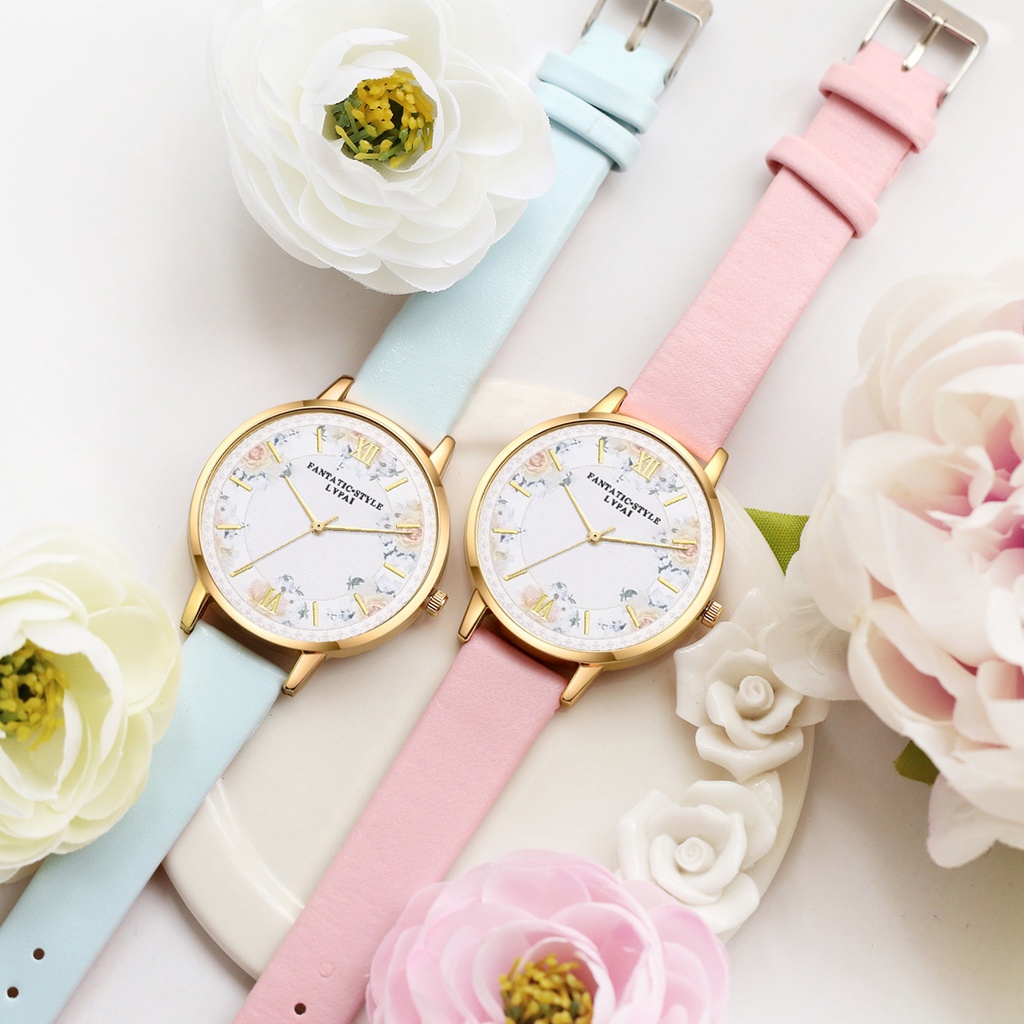 Đồng Hồ Thời Trang Nữ Dây Da Thiết Kế Đơn Giản