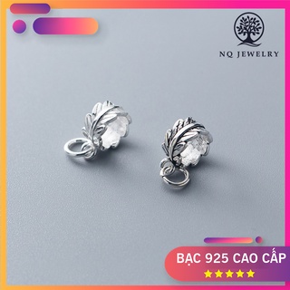 Charm bạc chiếc lá cuộn tròn gắn charm treo