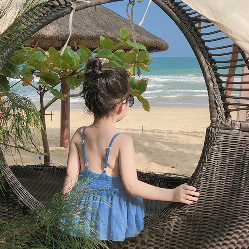 Bộ Đồ Bơi Hai Mảnh Phối Ren Kiểu Công Chúa Dễ Thương Cho Bé Gái