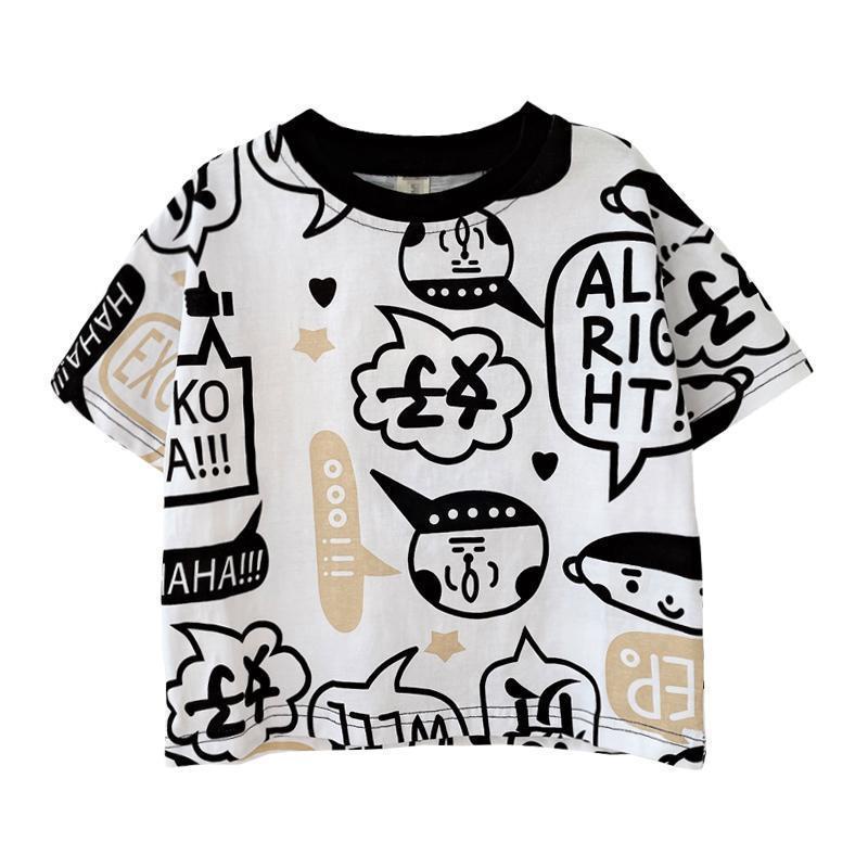 Hàng Mới Về Mới Áo Thun Cotton Ngắn Tay In Chữ Phong Cách Hàn Quốc Dễ Phối Đồ Thời Trang Mùa Hè Cho Bé Trai Và Gái