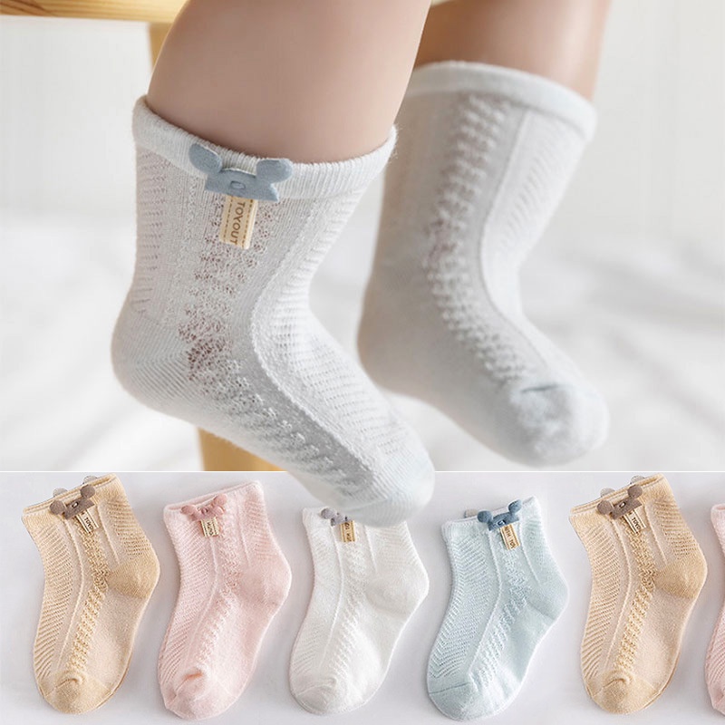 1 Đôi Vớ Lưới Cotton Mềm Thoáng Khí Mùa Hè Dễ Thương Cho Bé Sơ Sinh 0-2 Tuổi