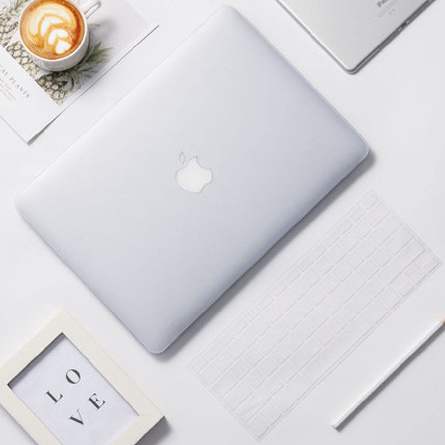 Combo Ốp Macbook + Phủ Phím Màu Trong Mờ (Tặng Nút Chống Bụi & Hộp Đựng Tai Nghe )
