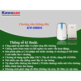 Chuông Cửa Không Dây Kawasan KW-DB818