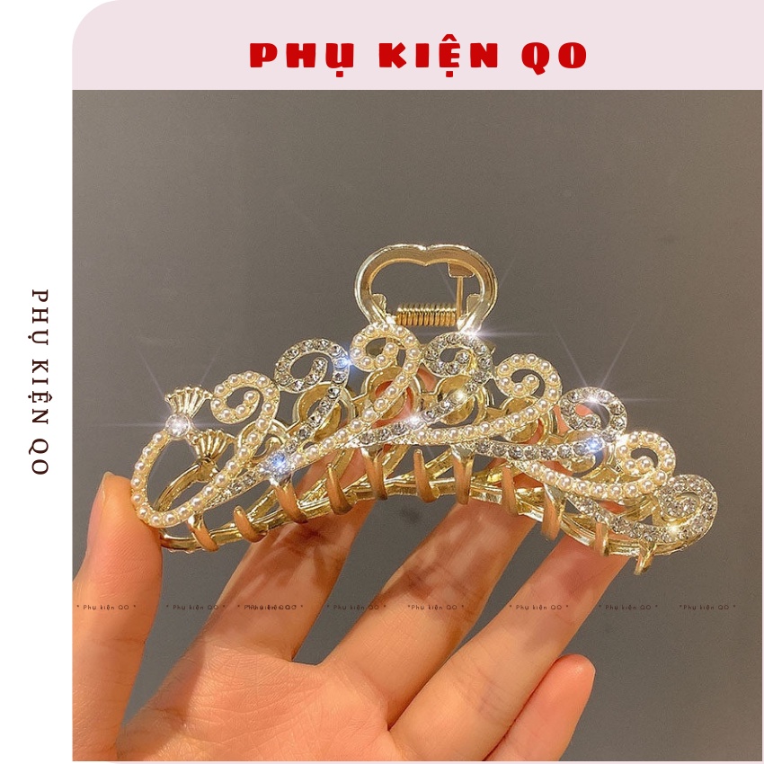 Kẹp Càng Cua Kim Loại Đính Đá Và Ngọc Trai Nhân Tạo Phong Cách Hàn Quốc KEP58
