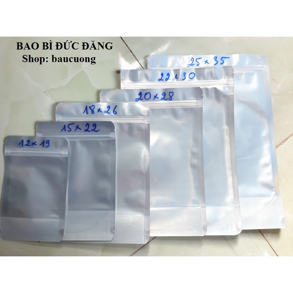 1kg túi zip mặt trong - mặt bạc, túi zip bạc đáy đứng đủ size