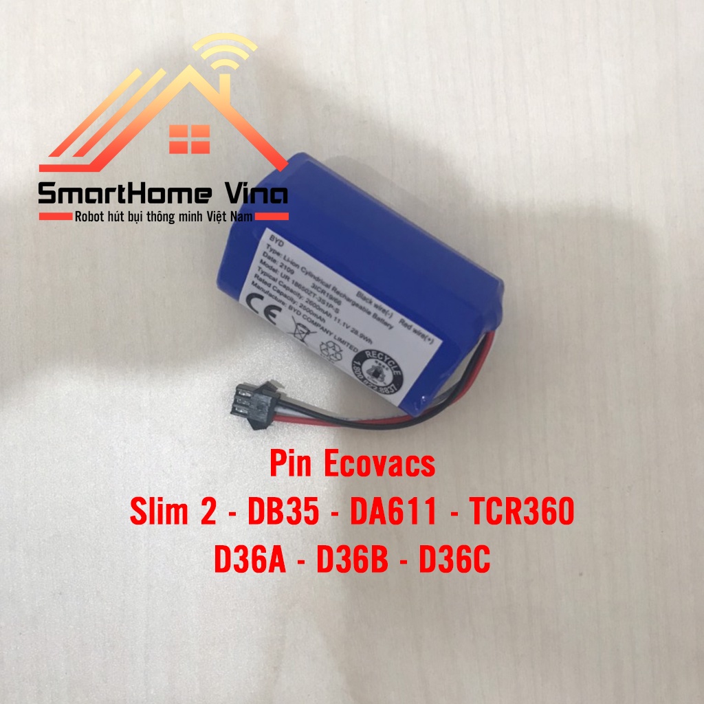 Pin robot hút bụi Ecovacs Deebot Slim 2, DB35, DA611, TCR360, D36A, D36B, D36C. Bảo hành 3 tháng