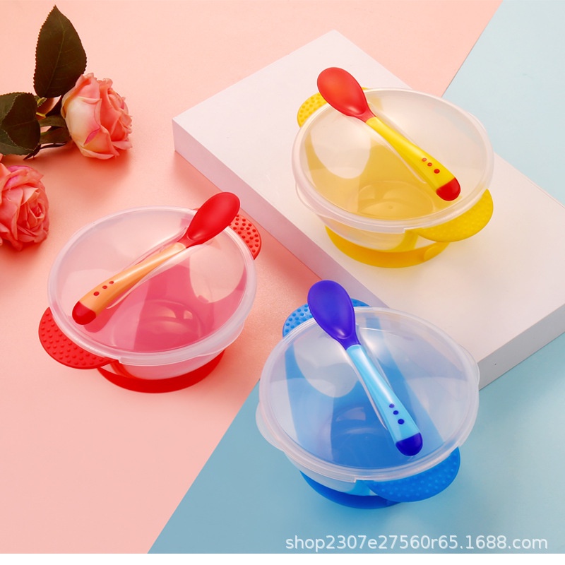 Bộ Tô Và Muỗng Ăn Bằng Silicon Chống Rơi Chịu Nhiệt Độ Cao Cho Bé silicone