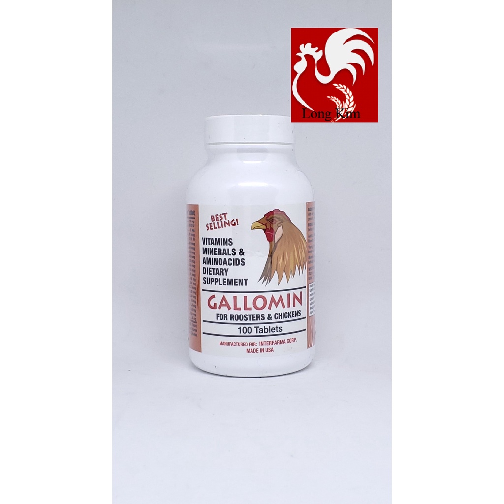 Gallomin hũ 100 viên Bổ sung sức mạnh cho Chiến kê trong giai đoạn đá, gà tơ trong giai đoạn trưởng thành và gà đổ mái