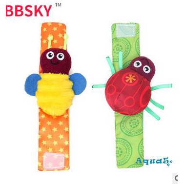 W✧✧2 New Cute Cartoon Baby Wrist Strap Rattle Toy Musical Development Bell Kids Toy