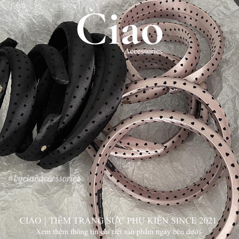 [HOẢ TỐC 1H] Băng đô/ Cài tóc vải lụa mềm thiết kế hoạ tiết tim nhỏ mã 18 Ciao accessories