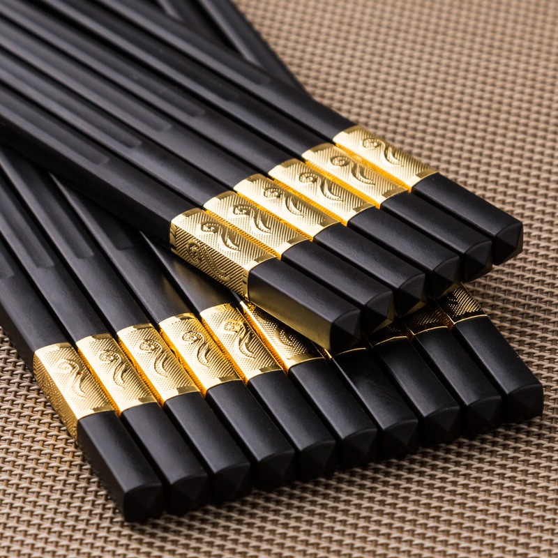 Bộ 10 đôi đũa mạ vàng xuất nhật chống mốc, chống trơn trượt