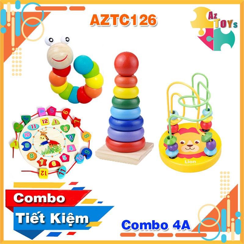 [DEAL SỐC + NowShip] Combo Đồ Chơi Gỗ Montessori Giúp Bé Tư Duy, Phát Triển Trí Tuệ, Tăng Khả Năng Vận Động - AZTC126