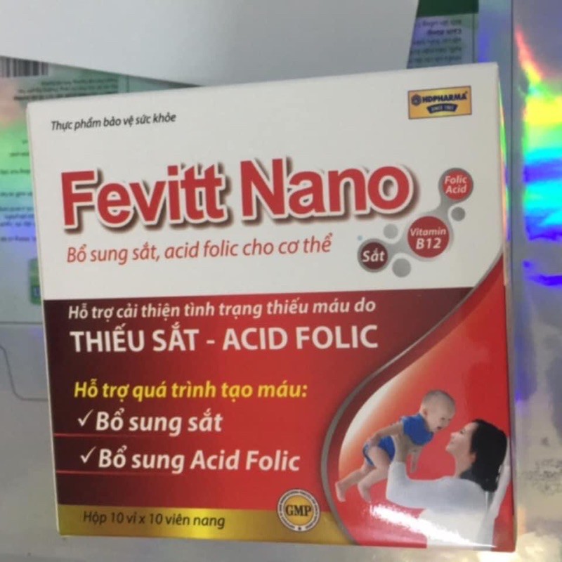 Fevitt Nano bổ sung sắt và acid folic, cải thiện thiếu máu do thiếu sắt, hỗ trợ quá trình tạo máu