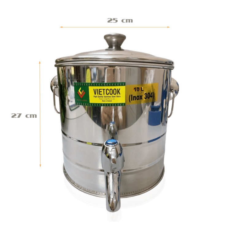 BÌNH NƯỚC INOX 304 VIETCOOK - LOẠI 10L có vòi