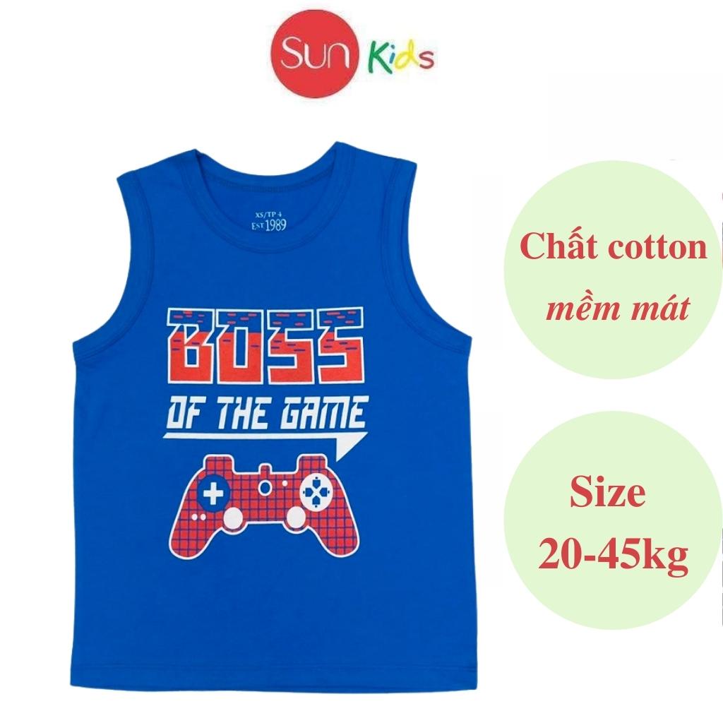 Áo thun bé trai, áo ba lỗ bé trai chất cotton, nhiều màu, Size 4 - 14 tuổi - SUNKIDS