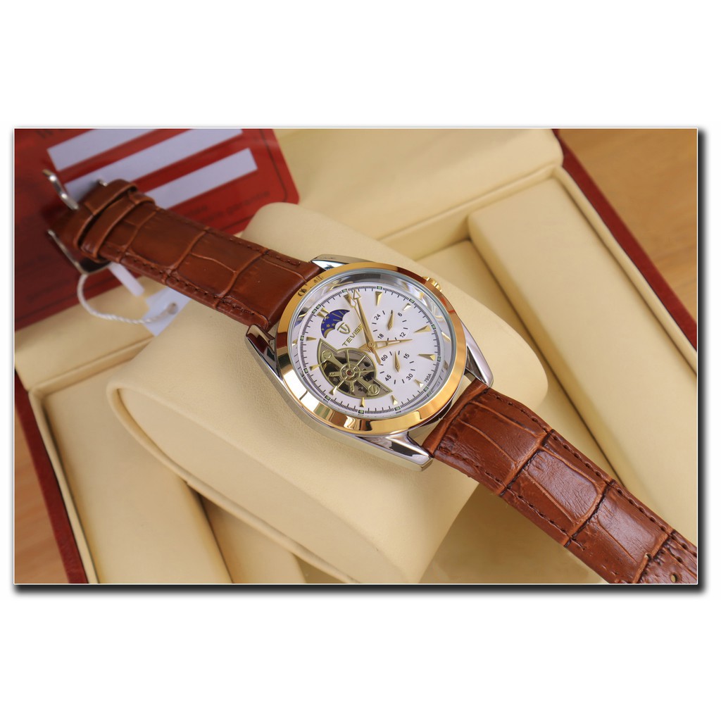 Đồng hồ cơ nam dây da cao cấp Tevise T795 full box, mặt kính sapphire chống xước, chống nước, bảo hành 03 năm | BigBuy360 - bigbuy360.vn