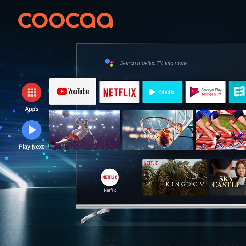 SMART TV FHD Coocaa 43 inch - Android 9.0 TV - Wifi - viền mỏng - Model 43S6G - tivi giá rẻ Chân viền kim loại