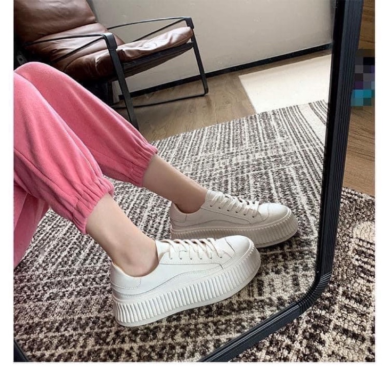 Giày Thể Thao ulzzang Giày Da Đế Bánh Mì