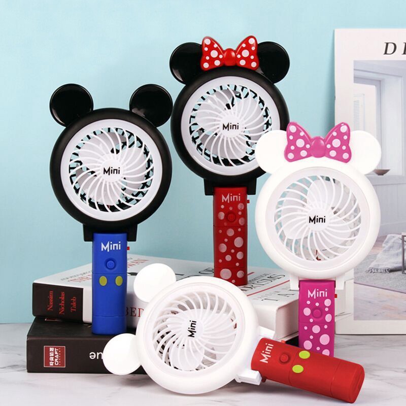 QUẠT MINI CẦM TAY MICKEY CÓ NƠ 3 CẤP ĐỘ CÁNH QUẠT TẠO GIÓ CỰC MÁT , CỰC ÊM