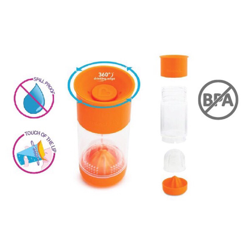 Cốc 360 Độ Chống Đổ Có Ngăn Ép Trái Cây Munchkin