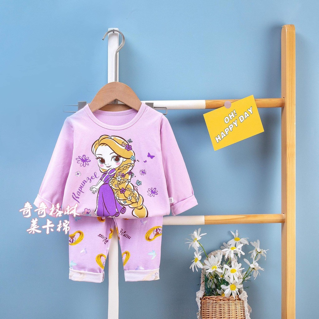 (QiQi BG 26-35kg )Đồ bộ bé gái quảng châu xuất hàn  Bộ quần áo dài tay QiQi cotton xuất Hàn cho bé gái ( 5-8 tuổi))