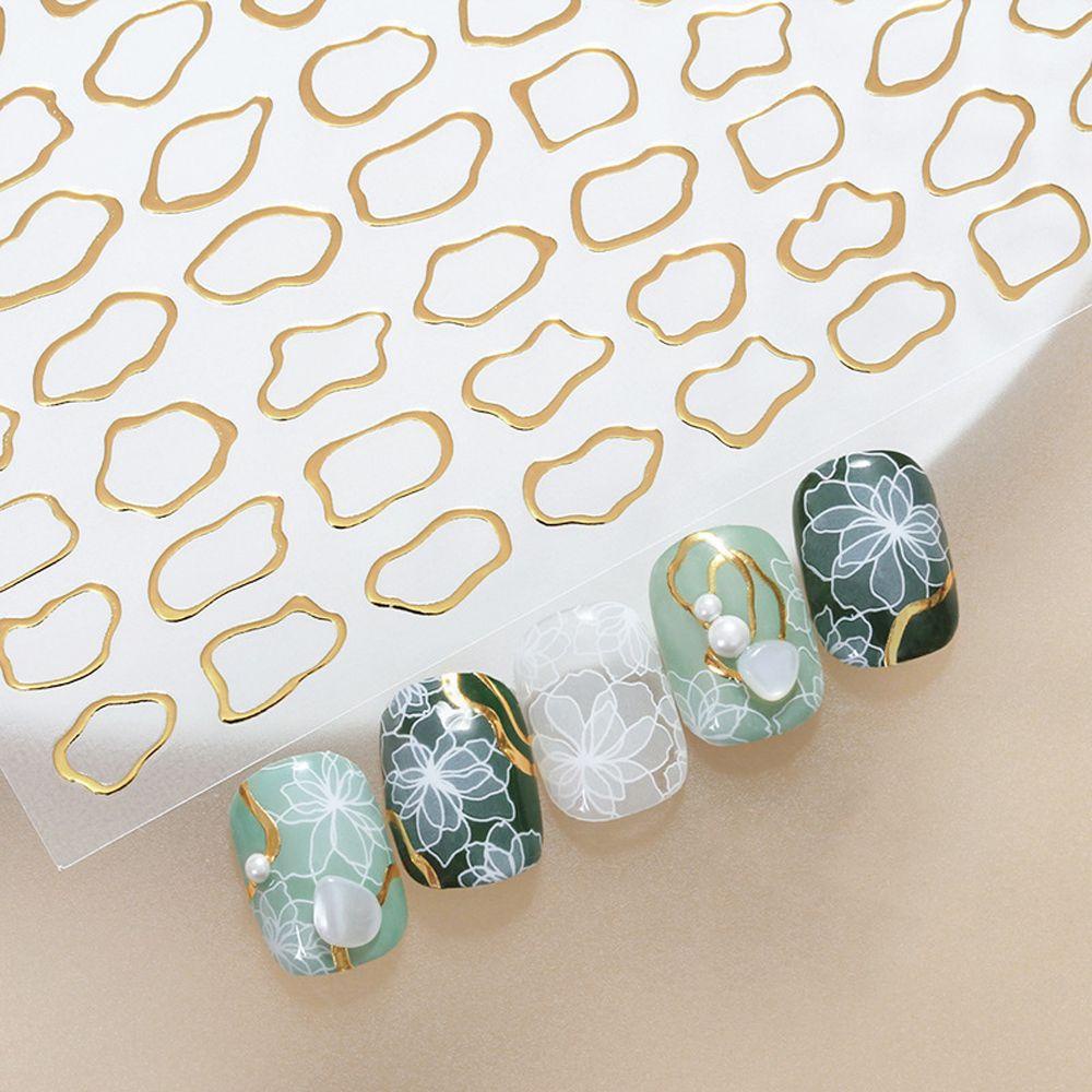 Miếng Dán Trang Trí Móng Tay DIY Tự Dính Họa Tiết Trái Tim Màu Đồng Phong Cách Hàn Quốc