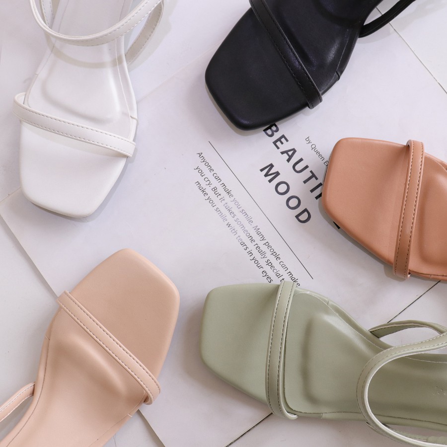 Sandal cao gót nữ 3 phân quai mảnh gót vuông mũi vuông thời trang hàn quốc đẹp cao cấp bAimée & bAmor - MS1589