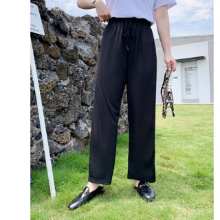 Quần thun tăm màu đen big size ống suông rút dây size 65-105kg