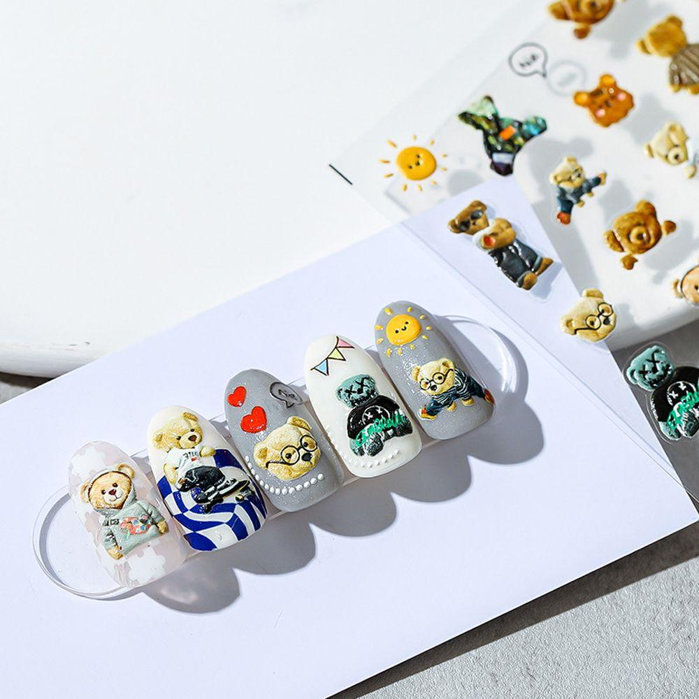 Miếng Dán Trang Trí Móng Tay Họa Tiết Hoạt Hình Cậu Bé Bút Chì 3D DIY