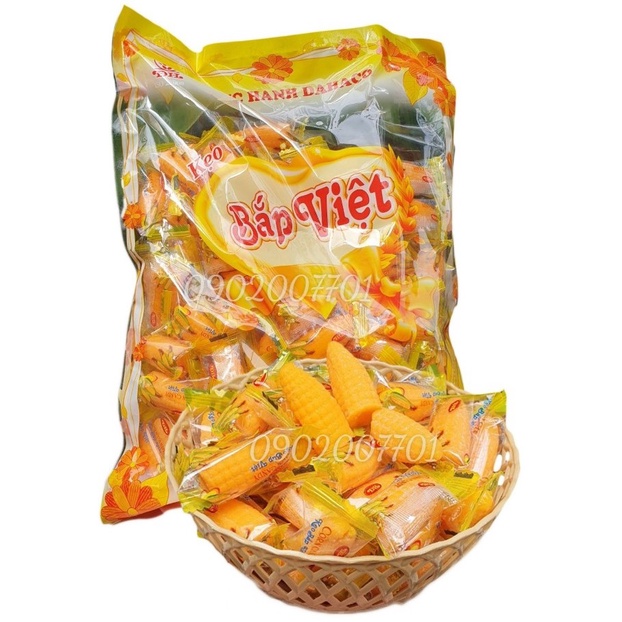 1 KG KẸO DẺO BẮP VIỆT ĐỨC HẠNH THƠM NGON TẾTBÁNH KẸO TẾT