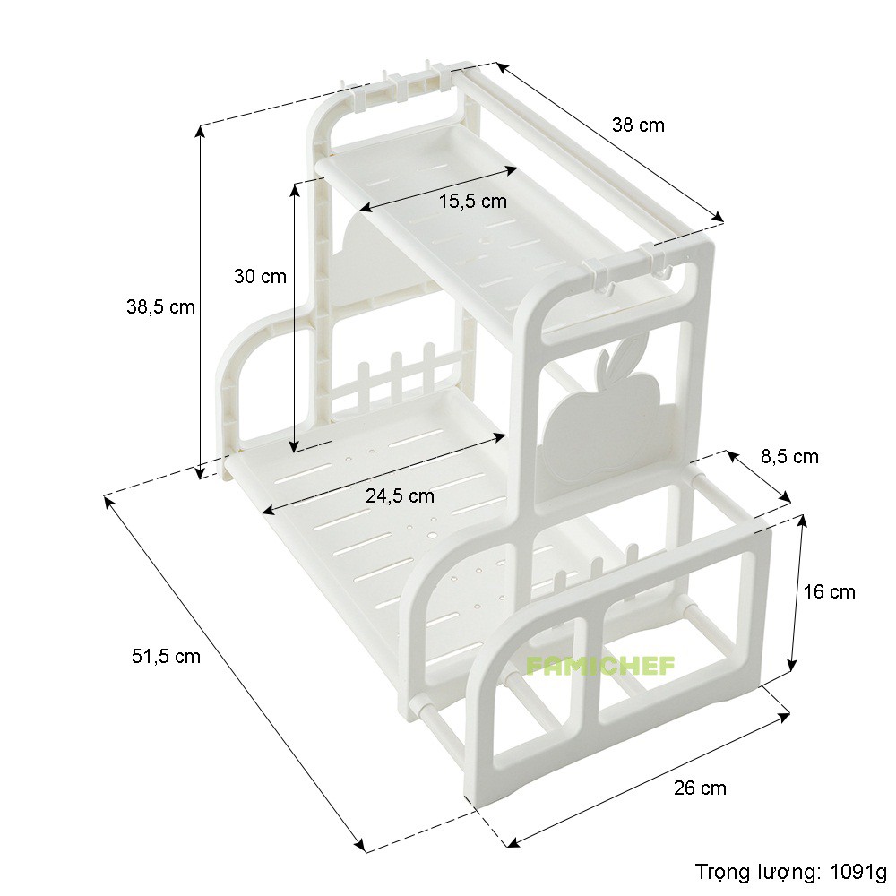 Kệ nhà bếp 2 tầng tiện ích Tashuan TS3623