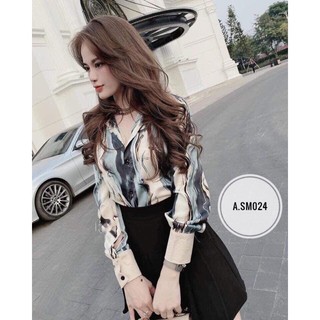Sơ Mi Loang Phối Cổ Lụa