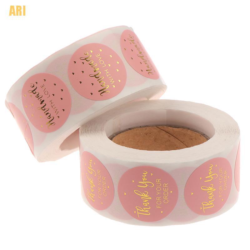 Cuộn 500 Nhãn Dán Chữ Thank You For Your Order Màu Hồng