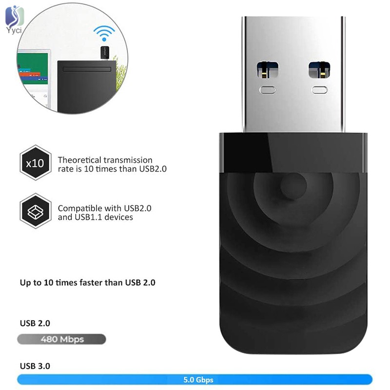 Usb Wifi 2.4 / 5.8ghz 1300mbps Cho Windowsxp / 7 / 8 / 8.1 / 10 Macos 10.9-10.14 @ My