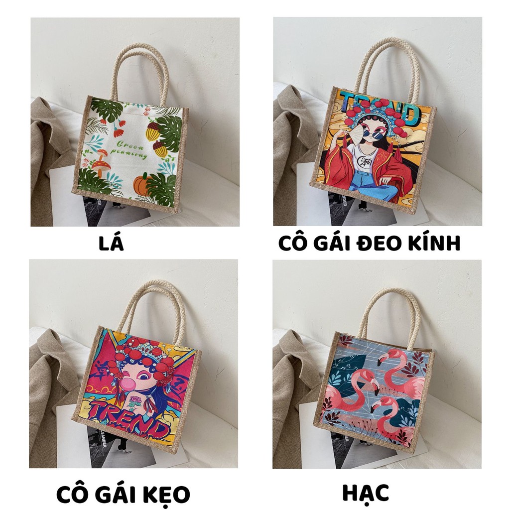 Túi Xách Nữ ❤️FREESHIP❤️ Túi Xách Vải Vẽ Tranh Sơn Dầu hình ảnh trẻ trung kết hợp phong các Vintage Hàn Quốc mã 5033 | BigBuy360 - bigbuy360.vn