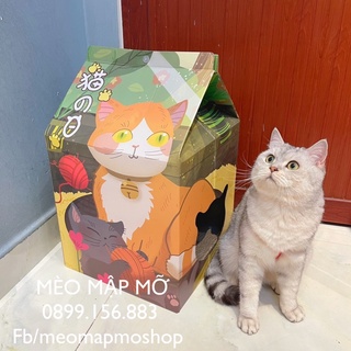 NHÀ CÀO MÓNG CHO MÈO HÌNH HỘP SỮA ( màu ngẫu nhiên )