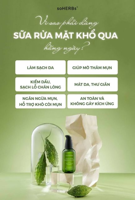 SỮA RỬA MẶT Y HỌC TINH CHẤT KHỔ QUA CHARANTIA CLEANSINH GEL SOHERBS (80ML)