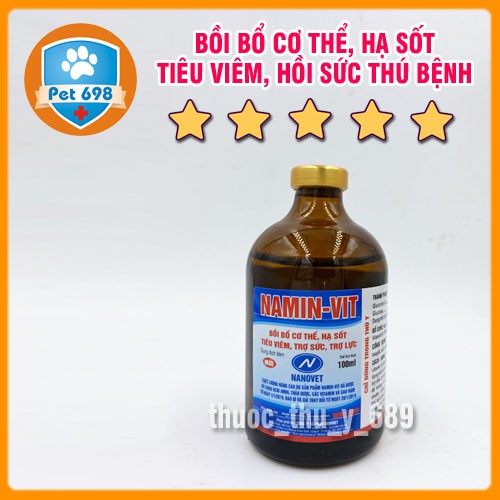 Hộp 20ml x 10 lọ NAMIN-VIT trợ sức, trợ lực, nâng cao sức đề kháng thú bệnh PET-698