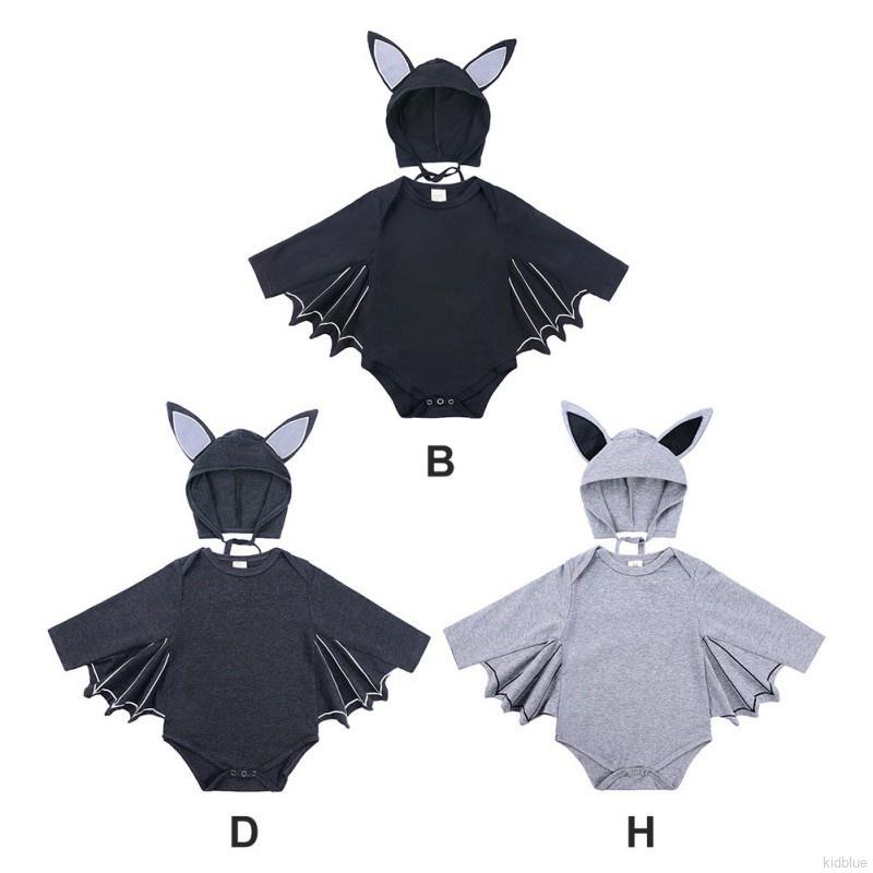 Bộ áo liền quần tay cánh dơi + mũ màu sắc nhã nhặn cho bé 3-24 tháng tuổi