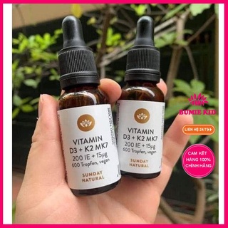 Vitamin k2 d3 mk7 sunday natural 20ml của đức bổ sung k2 d3 cho bé từ sơ sinh bumie kid shop