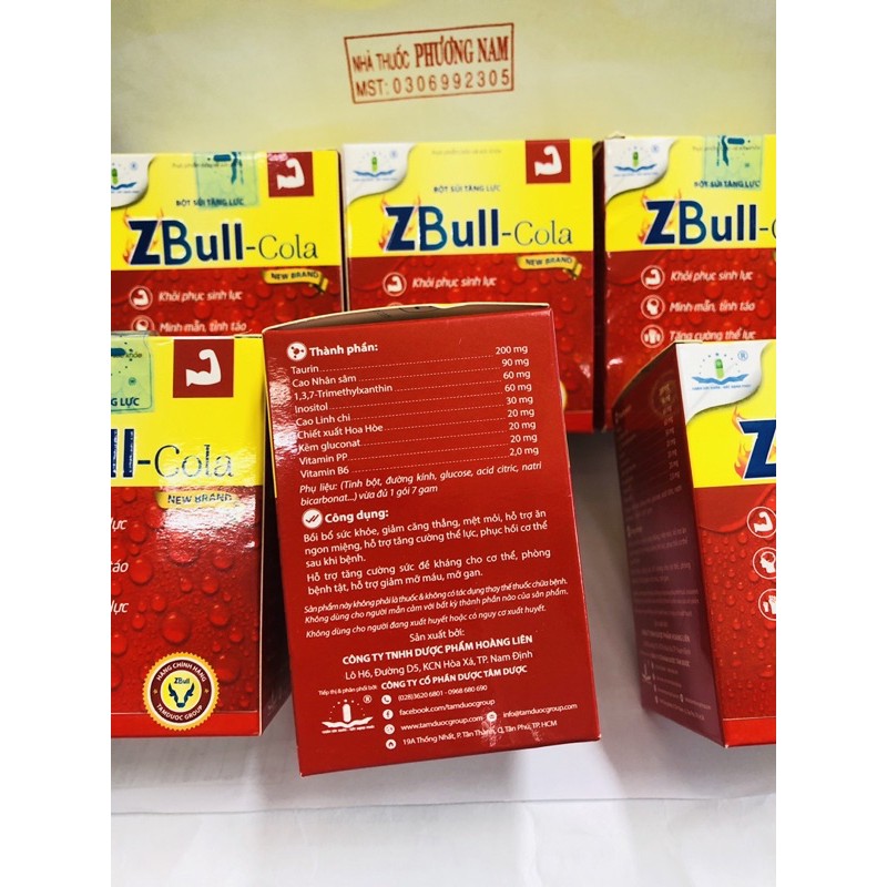 Bột sủi tăng lực ZBULL-cola hộp 10 gói