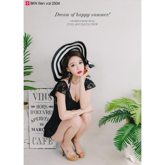 Bikini Ren vai kín đáo 2504 - Luliqueen - Đồ bơi đen váy đùi đi biển quyến rũ, sexy