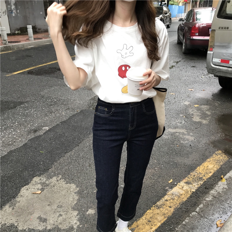 Áo thun SUXI tay ngắn dáng rộng họa tiết vui nhộn thời trang cho nữ